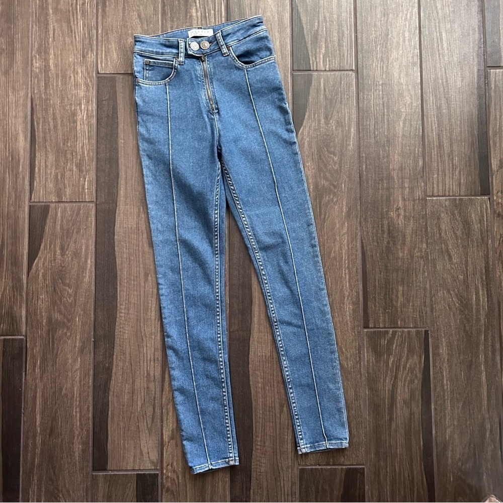 Sandro High Rise Pintuck Skinny Jeans in Vintage Blue Sz 4 - Picture 5 of 11